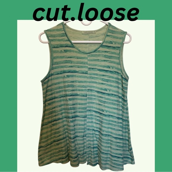 Cut Loose Green Striped Women's Swing Top - Picture 1 of 6